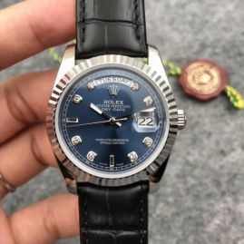 Picture of Rolex Oyster Men Blue Face Silver Case Black Leather 36mm _SKU0906182325533350